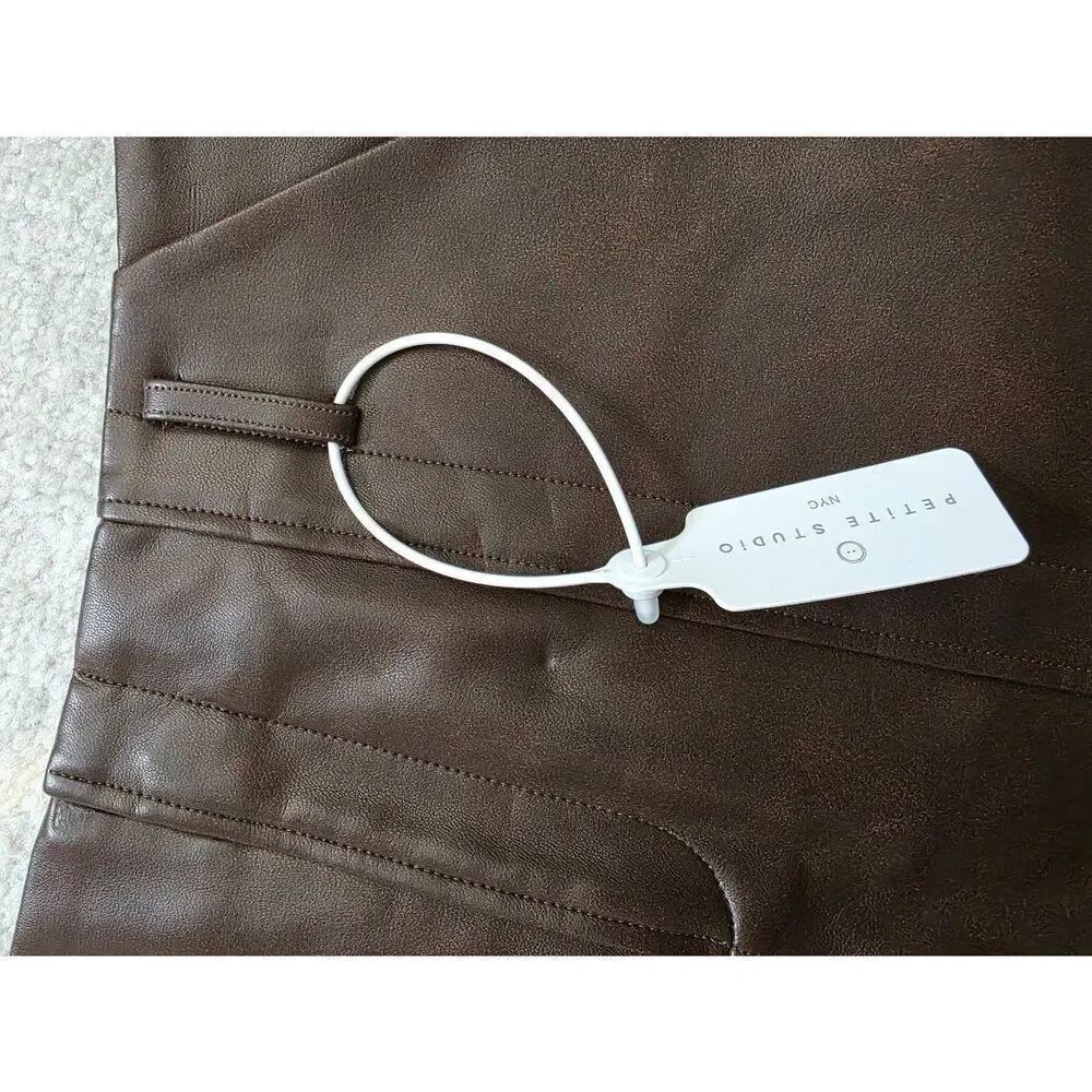 Petite Studio Andy Vegan Leather Skirt, Brown S Nwt — image 4 of 7